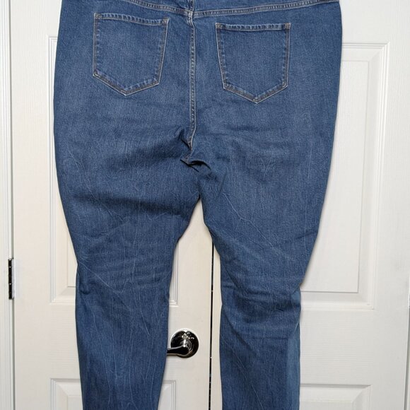 Old Navy Women's Power Straight High Rise Blue Denim Jeans, Plus Size 26 Long - Picture 5 of 11